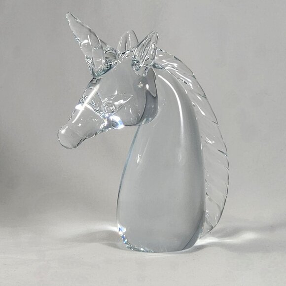 Unicorn Figurine Large Glass Paperweight Mythical Decor Whimsical Art Figure 6½" - Picture 1 of 10
